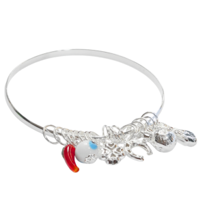Bracelete Rígido "Amuletos da Sorte" 7cm - Folheado a Prata