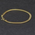 Pulseira Feminina Rabo de Rato Achatada (Fita) Folheada a Ouro 18k - 18cm - Imagem 2