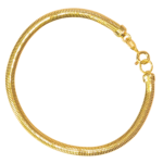 Pulseira Feminina Rabo de Rato Achatada (Fita) Folheada a Ouro 18k - 18cm