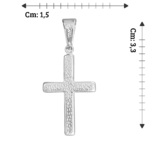 Pingente Cruz com Detalhe Texturizado Folheado a Prata - 3cm - Imagem 2