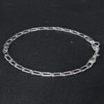 Pulseira Masculina Elo Cartier Retangular Folheada a Prata - 20cm - Imagem 3