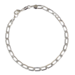 Pulseira Masculina Elo Cartier Retangular Folheada a Prata - 20cm