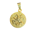 Pingente Medalha São Jorge com Fundo Texturizado - Folheado a Ouro 18k