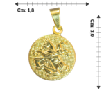 Pingente Medalha São Jorge com Fundo Texturizado - Folheado a Ouro 18k - Imagem 2