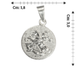 Pingente Medalha São Jorge com Fundo Texturizado - Folheado a Prata - Imagem 2