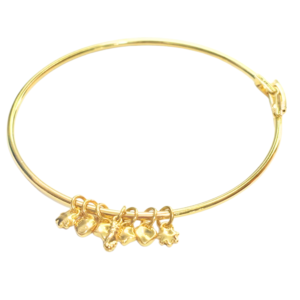 Bracelete Circular com Berloques Pendentes (6,0 cm) - Folheado a Ouro 18k