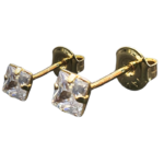 Brinco Geométrico Zircônia Cristal Dourado