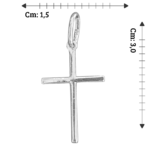 Pingente Cruz Palito Minimalista Folheado a Prata - 3cm - Imagem 2