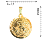 Pingente Medalha São Jorge com Borda Lapidada - Folheado a Ouro 18k - Imagem 2