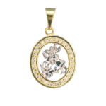 Pingente São Jorge Oval Vazado com Borda Cravejada - Folheado a Ouro 18k