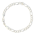 Pulseira Masculina Elo Figaro 3x1 Folheada a Prata - 22cm