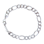 Pulseira Masculina Elo Grumet Diamantada Folheada a Prata - 22cm