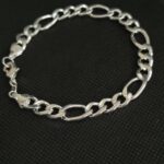 Pulseira Masculina Elo Grumet Diamantada Folheada a Prata - 22cm - Imagem 2