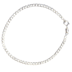 Pulseira Masculina Elo Grumet Diamantada Folheada a Prata - 22cm