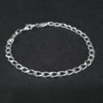 Pulseira Masculina Elo Grumet Fina Folheada a Prata - 20cm - Imagem 2