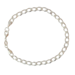 Pulseira Masculina Elo Grumet Fina Folheada a Prata - 20cm