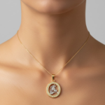Pingente São Jorge Oval Vazado com Borda Cravejada - Folheado a Ouro 18k - Imagem 3