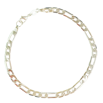 Pulseira Masculina Figaro achatada Prata - 22cm