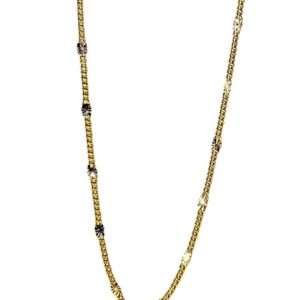 Corrente Grumet Batida com Chapas Diamantadas - Folheada a Ouro