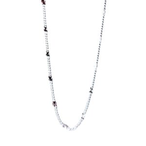 Corrente Grumet Batida com Chapas Diamantadas – Folheada a Prata