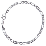 Pulseira Masculina Elo Marinha (Mariner) 3x1 Fina Folheada a Prata - 22cm