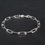 Pulseira Masculina Elo Cartier Retangular Folheada a Prata - 20cm - Imagem 2