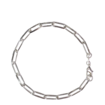 Pulseira Masculina Elo Cartier Retangular Folheada a Prata - 20cm