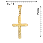 Pingente Cruz com Detalhe Texturizado Folheado a Ouro - 3cm - Imagem 2