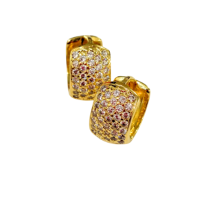 Brinco Argola Click Bombê Cravejada - Folheado a Ouro 18k