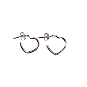Brinco Argola Coração Vazado (1,3 cm) - Folheado a Prata