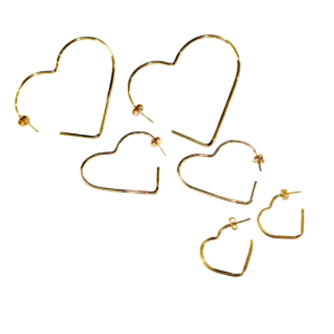 Brinco Argola Coração de Fio [Pequeno / Médio / Grande] - Folheado a Ouro 18k