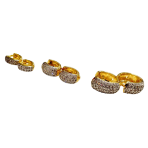 Brinco Argola Click Bombê Cravejada - Folheado a Ouro 18k