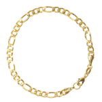 Pulseira Elos Estilo Figaro 3x1 Folheada a Ouro - 20cm